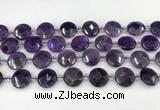 CNA1200 15.5 inches 16mm faceted coin amethyst beads wholesale