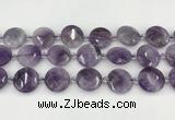 CNA1204 15.5 inches 20mm faceted coin amethyst beads wholesale