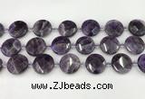 CNA1205 15.5 inches 20mm faceted coin amethyst gemstone beads