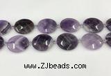 CNA1208 15.5 inches 25*30mm faceted oval amethyst gemstone beads