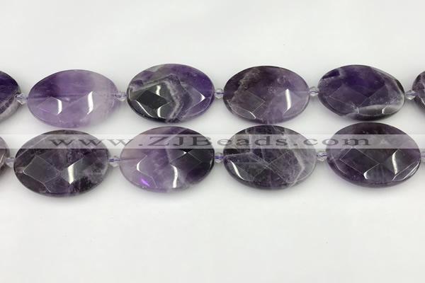 CNA1209 15.5 inches 30*40mm faceted oval amethyst gemstone beads
