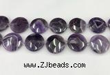 CNA1211 15.5 inches 30mm faceted coin amethyst gemstone beads