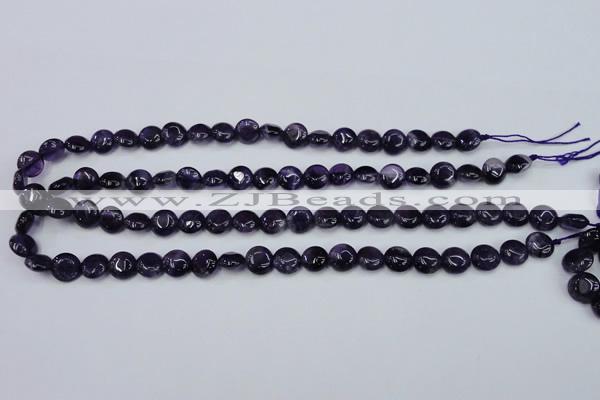 CNA267 15.5 inches 10mm flat round natural amethyst beads wholesale