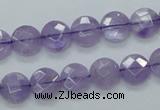 CNA321 15.5 inches 10mm faceted coin natural lavender amethyst beads
