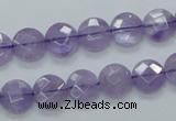 CNA321 15.5 inches 10mm faceted coin natural lavender amethyst beads