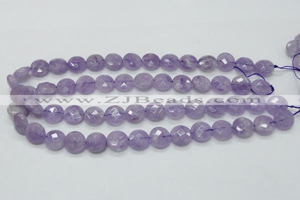 CNA323 15.5 inches 14mm faceted coin natural lavender amethyst beads