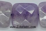 CNA342 15.5 inches 30*30mm faceted square natural lavender amethyst beads