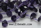 CNA38 15.5 inches 7*10mm faceted briolette grade A natural amethyst beads