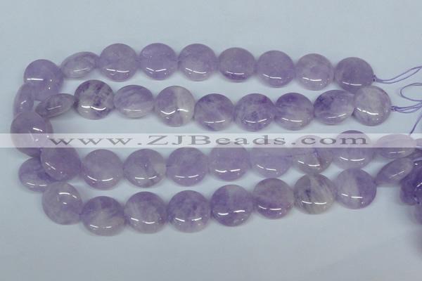 CNA437 15.5 inches 22mm flat round natural lavender amethyst beads