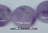 CNA438 15.5 inches 25mm flat round natural lavender amethyst beads