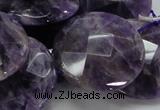 CNA58 15.5 inches 30mm faceted coin grade AB+ natural amethyst beads