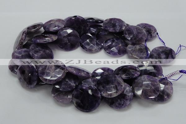 CNA58 15.5 inches 30mm faceted coin grade AB+ natural amethyst beads