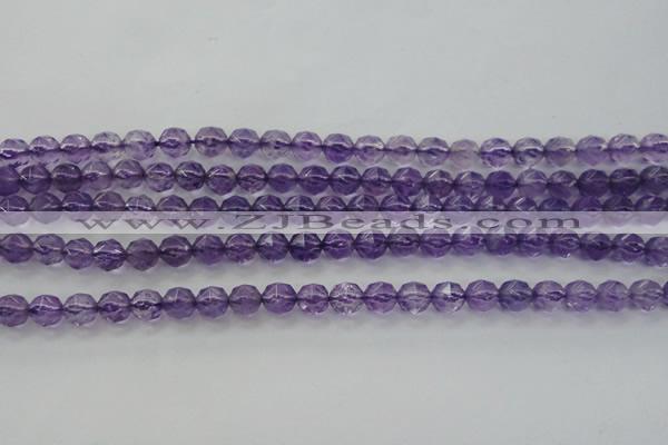 CNA68 15.5 inches 6mm faceted round natural amethyst beads