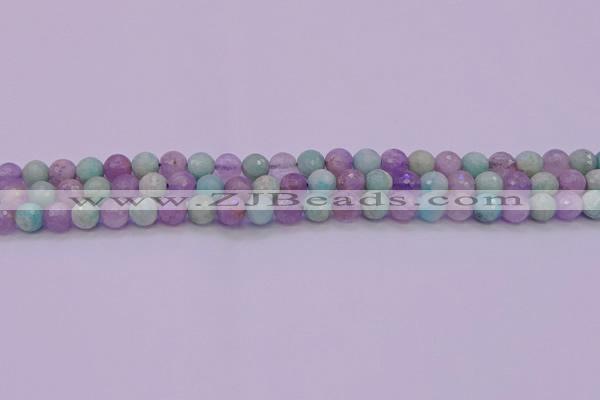 CNA681 15.5 inches 6mm faceted round lavender amethyst & amazonite beads