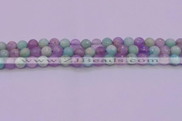 CNA683 15.5 inches 10mm faceted round lavender amethyst & amazonite beads