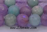 CNA684 15.5 inches 12mm faceted round lavender amethyst & amazonite beads