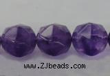 CNA71 15.5 inches 12mm faceted round natural amethyst beads