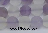 CNA739 15.5 inches 12mm round matte amethyst & white crystal beads