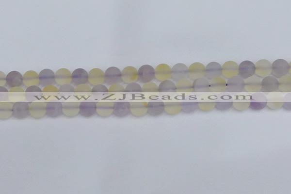 CNA742 15.5 inches 8mm round matte amethyst & citrine beads