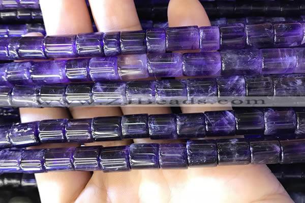 CNA778 15.5 inches 8*8mm - 8*9mm tube natural amethyst beads