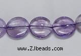 CNA821 15.5 inches 12mm flat round natural light amethyst beads