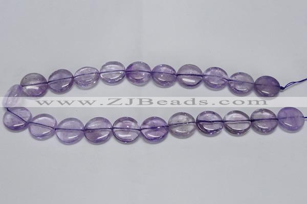 CNA823 15.5 inches 16mm flat round natural light amethyst beads