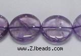 CNA825 15.5 inches 20mm flat round natural light amethyst beads