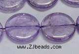 CNA826 15.5 inches 25mm flat round natural light amethyst beads