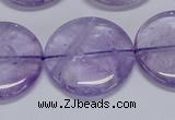 CNA827 15.5 inches 30mm flat round natural light amethyst beads