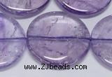 CNA828 15.5 inches 35mm flat round natural light amethyst beads