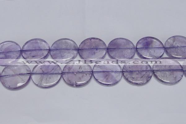 CNA829 15.5 inches 40mm flat round natural light amethyst beads