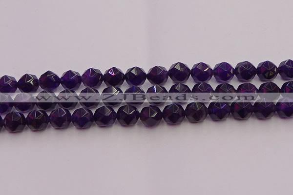 CNA939 15.5 inches 12mm faceted nuggets amethyst gemstone beads