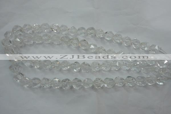 CNC103 15 inches 12mm faceted nuggets white crystal beads