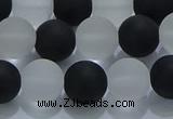 CNC113 15.5 inches 10mm round matte white crystal & black agate beads