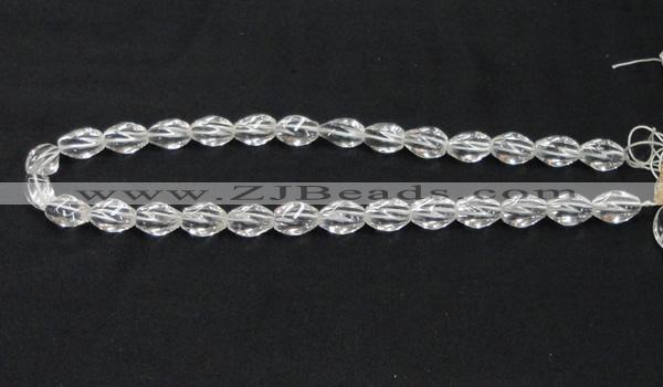 CNC19 8*12mm twisted rice grade AB natural white crystal beads