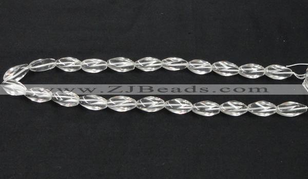 CNC20 8*18mm twisted rice grade AB natural white crystal beads