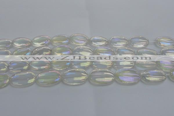 CNC218 15.5 inches 18*25mm oval AB-color white crystal beads