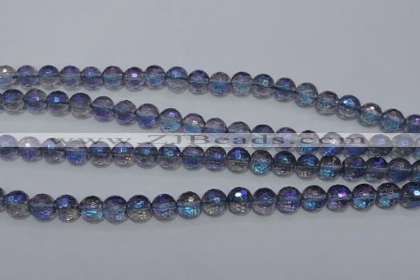 CNC311 15.5 inches 6mm faceted round AB-color white crystal beads