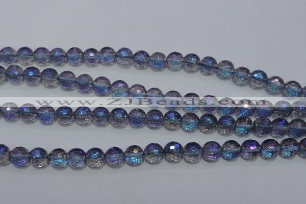 CNC312 15.5 inches 8mm faceted round AB-color white crystal beads