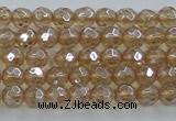 CNC516 15.5 inches 4mm faceted round dyed natural white crystal beads