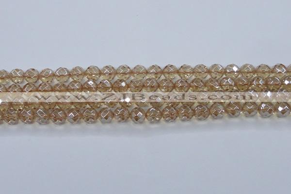 CNC520 15.5 inches 12mm faceted round dyed natural white crystal beads