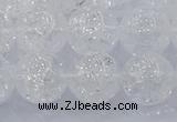 CNC554 15.5 inches 12mm round natural crackle white crystal beads