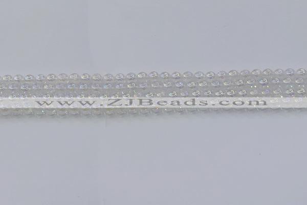 CNC560 15.5 inches 4mm round plated crackle white crystal beads