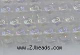 CNC561 15.5 inches 6mm round plated crackle white crystal beads