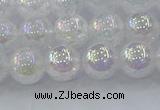 CNC562 15.5 inches 8mm round plated crackle white crystal beads