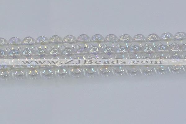 CNC574 15.5 inches 14mm round plated natural white crystal beads