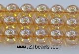 CNC576 15.5 inches 6mm round plated natural white crystal beads