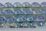 CNC583 15.5 inches 8mm round plated natural white crystal beads