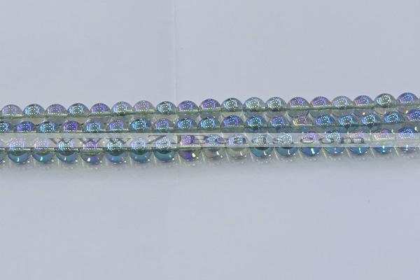 CNC583 15.5 inches 8mm round plated natural white crystal beads