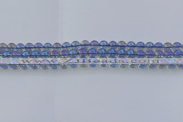 CNC588 15.5 inches 6mm round plated natural white crystal beads
